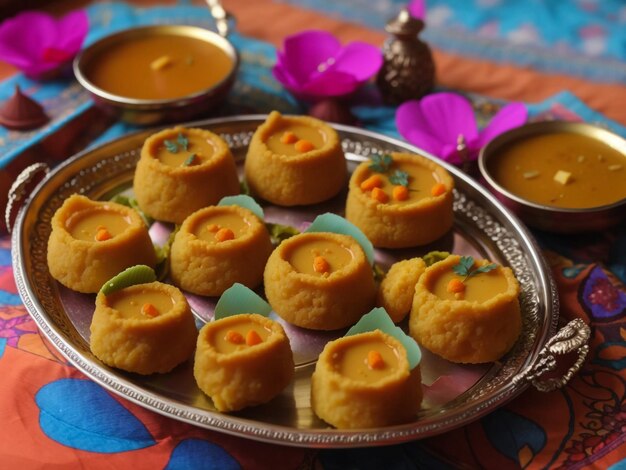 Foto thuisgemaakte diwali-eten snacks snoepjes