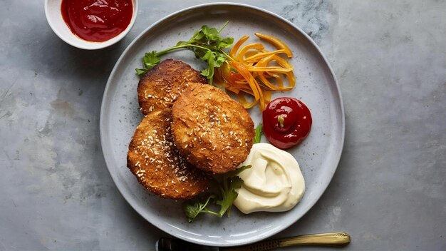 Foto thuisgemaakte ketchup mosterd en mayonaise saus