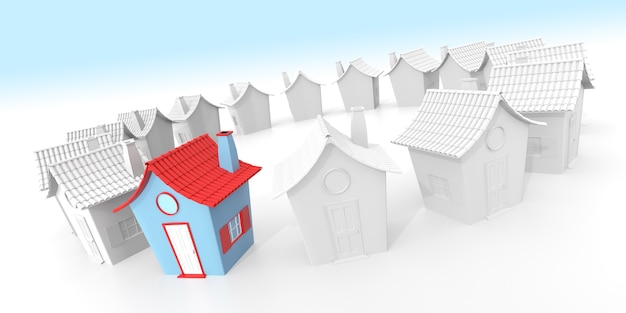 Thuismarkt en vastgoedconcept, 3D-rendering
