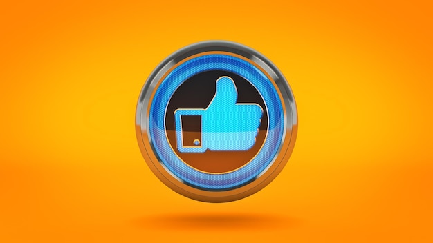 thumb up, i like it glossy icon. 3d rendering