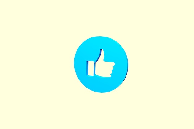 Thumb up icon Concept of success or good feedback 3d rendering