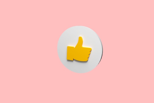 Thumb up icon from the color background Concept of success or good feedback 3d rendering