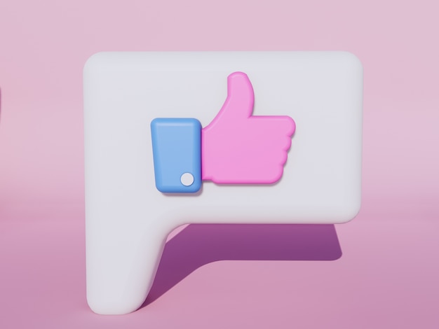 Thumb up , like icon 3d render.