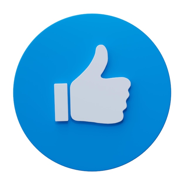 thumb up like icon social media sign technology design banner on transparent background 3d render illustration