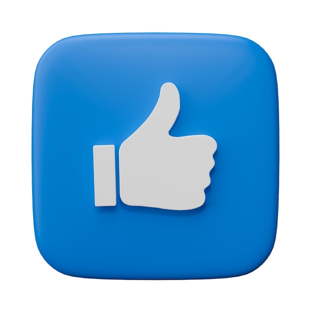 Thumb up Like icon Social media sign technology design banner on transparent background 3D render illustration