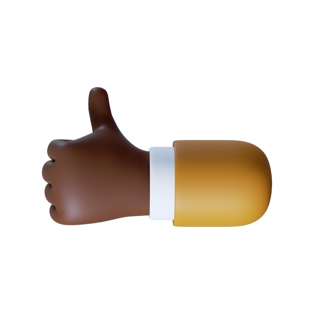 Thumb up social icon African American cartoon character hand like gesture