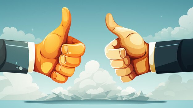 Photo thumb uphand gesture vector illustration good great