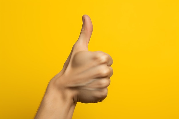 Thumbs across chest hitchhiker thumb hand gesture on white background