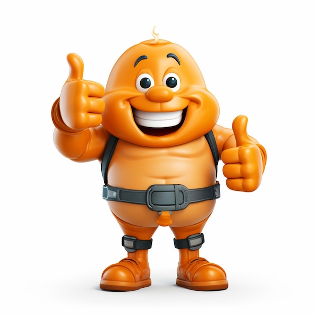 Thumbs Up 2d cartoon illustraton op witte achtergrond hoog