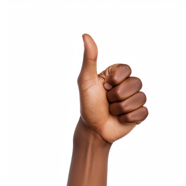 Photo thumbs up hand on isolated background