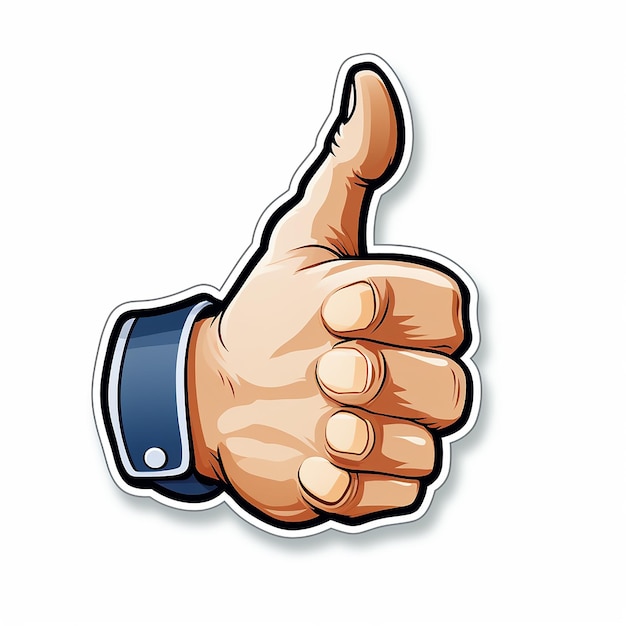 thumbs up plain sticker with white background