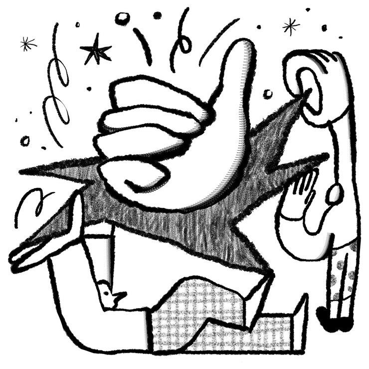 Foto thumbs up png conceptuele sketchy doodle karakter doorzichtige achtergrond