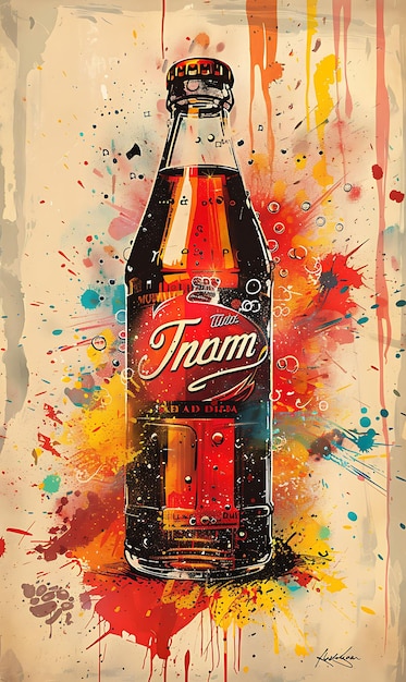 Thums Up Drink Poster With Bubbles and Carbonated Drink Bold Illustration Food Drink Indian Flavors