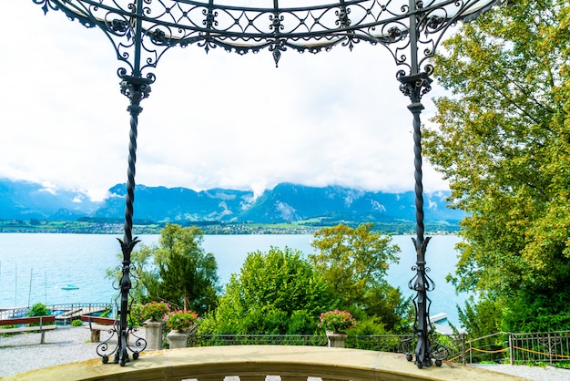 Thun lake with mountain in Switzerland