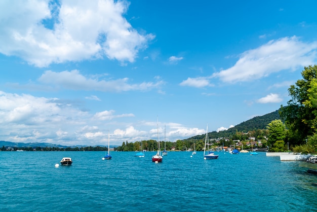 Thun lake with mountain in Switzerland