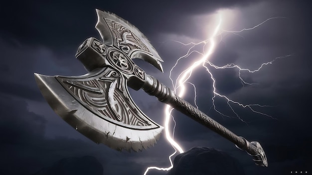 Thunder ax render 3d illustration