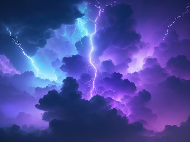 Thunder in clouds background