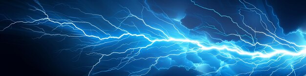 Photo thunder lighting isolated on dark blue background