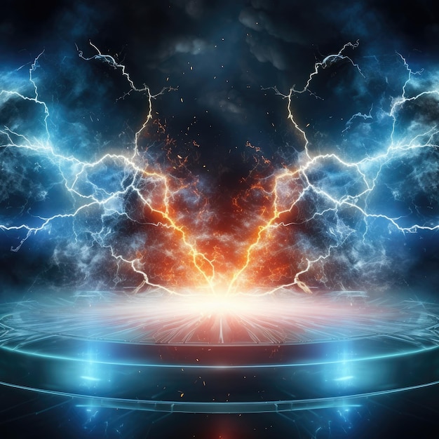 Thunder lightning on dark background Generative AI