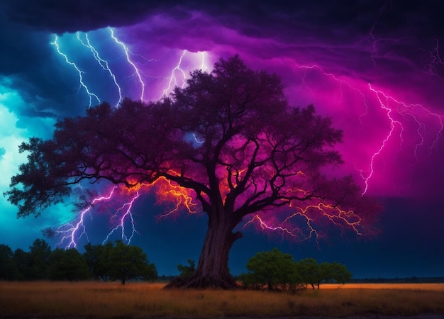 Thunder striking in vibrant color