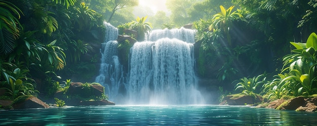 A Thundering Waterfall Tropical Background