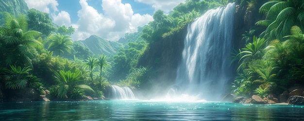 A Thundering Waterfall Tropical Wallpaper