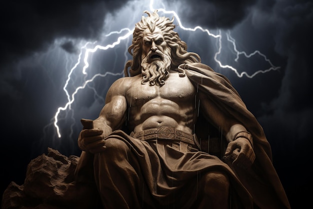 Foto maestà tuonante zeus regna sulla cima del monte olimpo