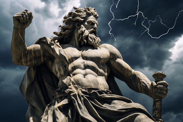 Photo thunderous majesty zeus reigns atop mount olympus