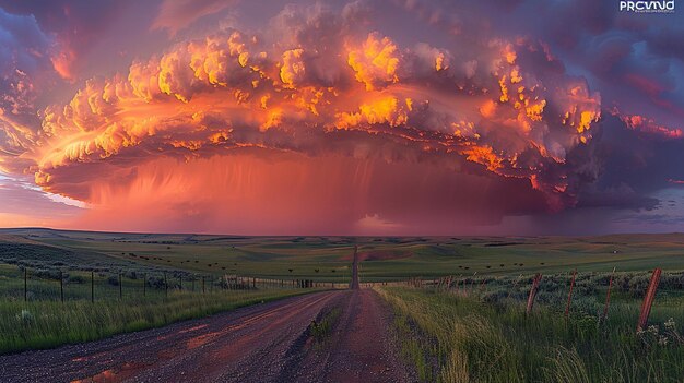 Photo thunderstorm brewing over farmland wallpaper