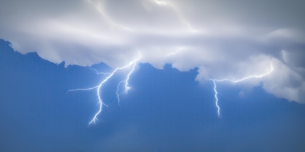 Thunderstorm clouds with lightning at day