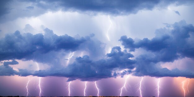 夜の雷と雷雨の雲