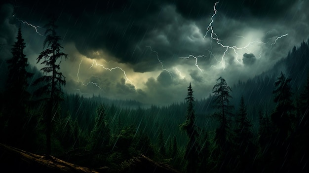 Thunderstorm in the forest