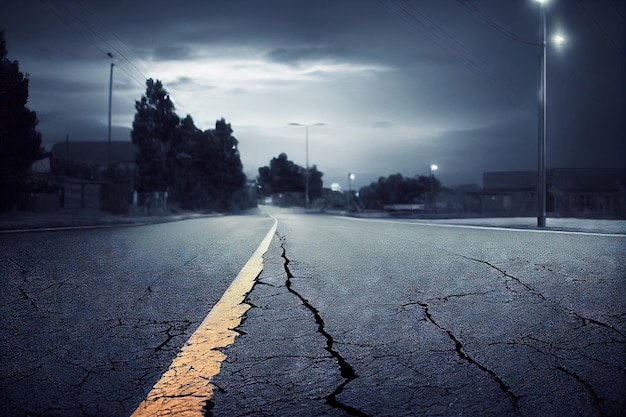 Thunderstorm road highway with dramatic cloudscape horizon abstract background extreme weather condi