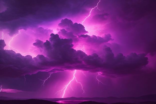 Thunderstorm Sky Pink Thunderstorm Background Pink Thunderstorm Wallpaper Pink Stormy sky Background Rainy Sky Storm clouds Ai Generative