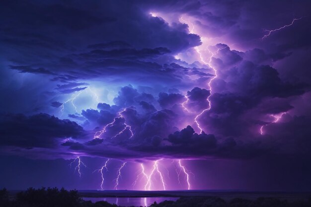 Photo thunderstorm sky thunderstorm background thunderstorm wallpaper stormy sky background storm clouds neon thunderstorm sky ai generative