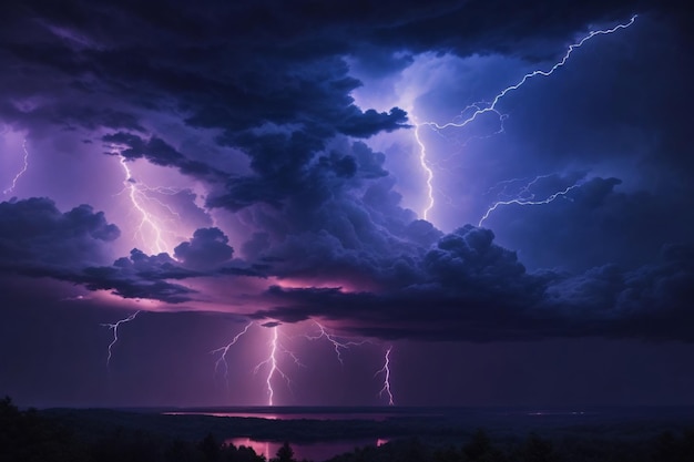 Thunderstorm Sky Thunderstorm Background Thunderstorm Wallpaper Stormy sky Background Storm clouds Neon Thunderstorm Sky Ai Generative