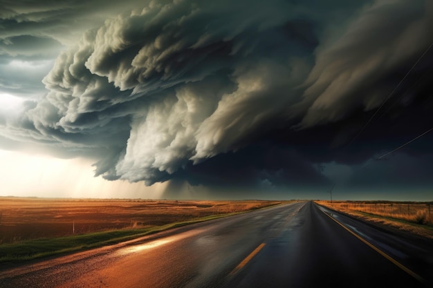 雷雨の怒り 強い風  ⁇ 妻と暗い雲が衝突する