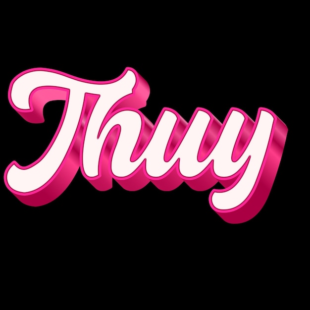 Photo thuy typography 3d design pink black white background photo jpg