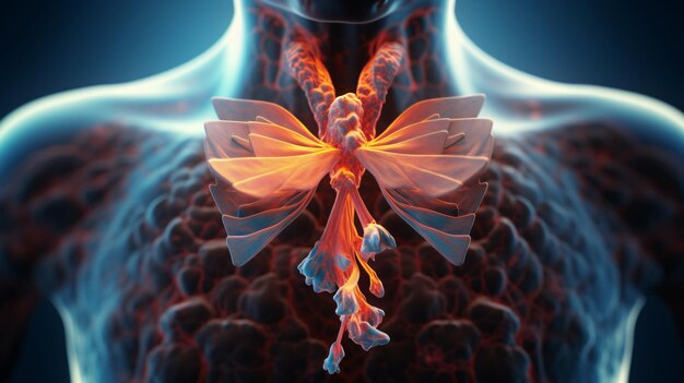 Рак щитовидной железы, показывающий щитовидную железу с опухолью