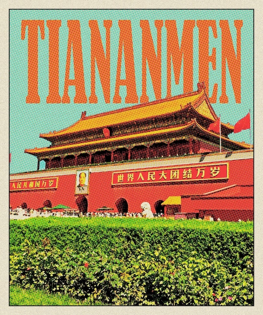 Tiananmen retro travel poster