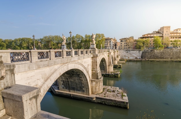 Tiber river in Rome, Italy in summer day