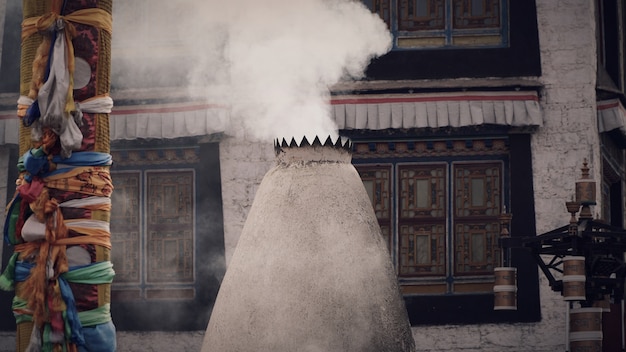 Tibet stove with tibet building at the background