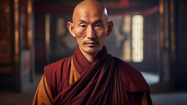 Tibetan monk in the temple