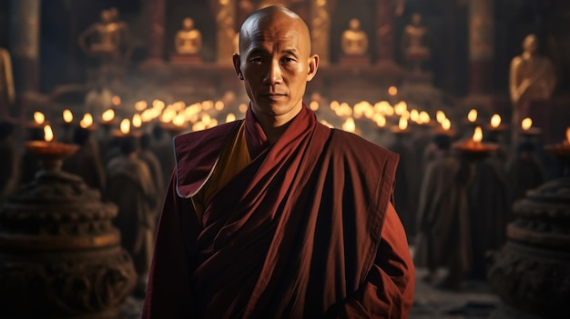 Tibetan monk in the temple