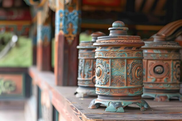 Photo tibetan prayer wheel