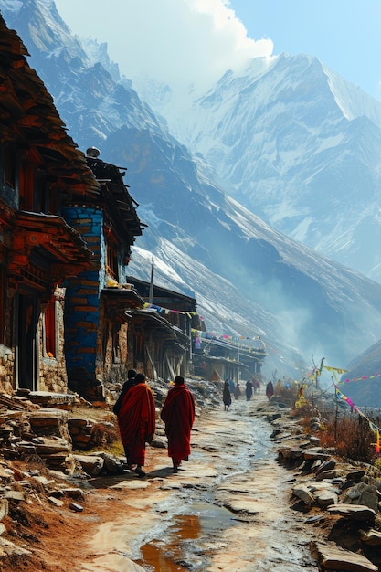 Tibetan villages in the Himalayas