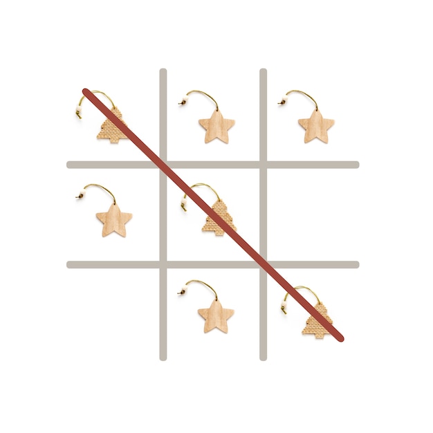 Photo tic tac toe with christmas decorations