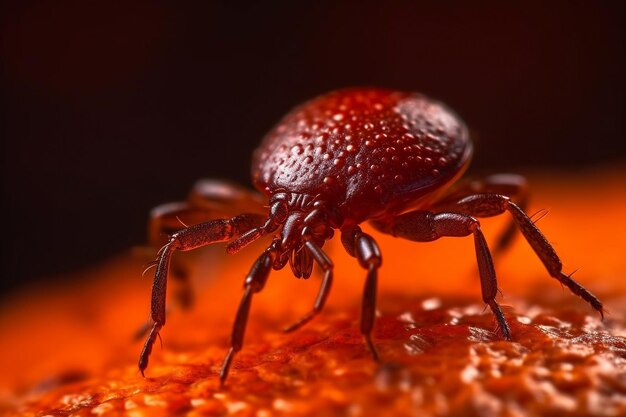 Photo a tick on a piece of food