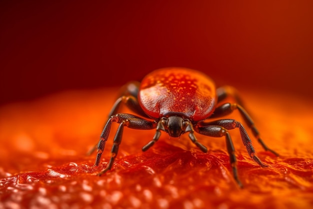 A tick on a red flower.