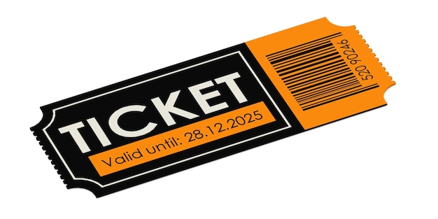 Photo ticket with barcode isolated